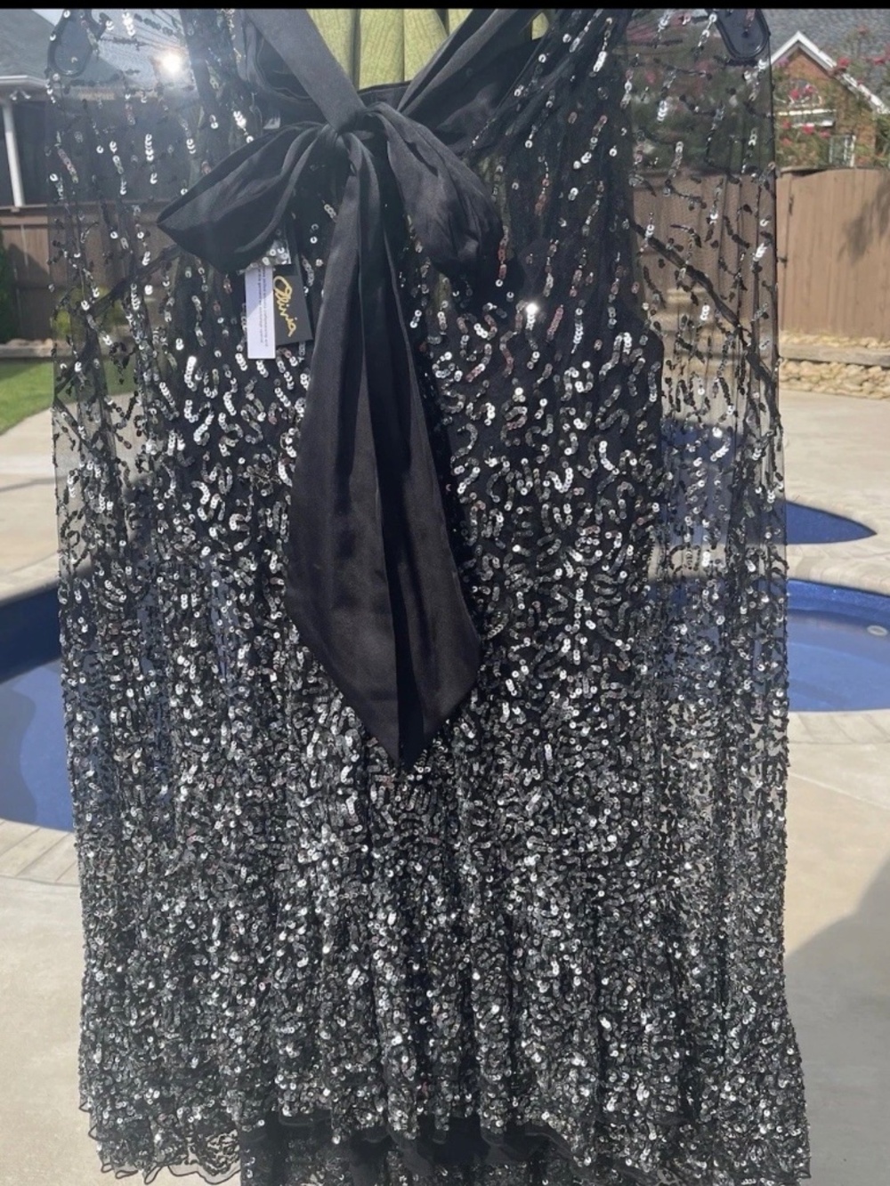 Alice + Olivia Zenon Embellished Black Cape Mini Dress Size US 6 $1,495 - Picture 11 of 14